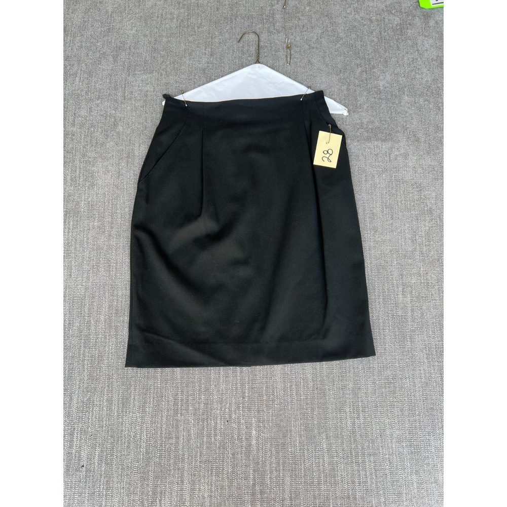 Vintage Paul Stanley Pencil Skirt Womens 8 Black Pure Wool Lined Business Career